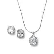 'Atalanta' CZ Cushion Cut Bride or Bridesmaid Necklace Set