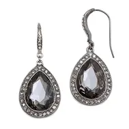 'PHOEBE' Black Diamond Teardrop Earrings with Pave Accents
