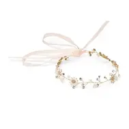   Hand Painted Enamel and Crystal Bridal Hair Vine - Rose Gold