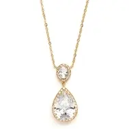 'Arabella' Cubic Zirconia Teardrop Necklace & Pendant in Gold