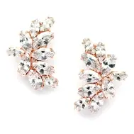 'Samantha' Shimmering Rose Gold Cubic Zirconia Marquis Cluster Earrings