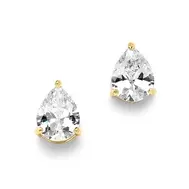 'Adriana' 2.00 Ct. Cubic Zirconia Pear Shape Stud Gold Earrings