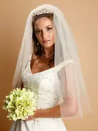 Two Layer Cut Edge Bridal Veils - Ivory