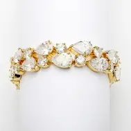 'Marly' Bold Cubic Zirconia Pears Bridal Statement Bracelet in Gold