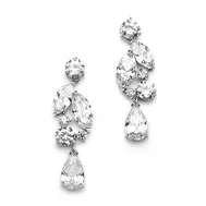 'Renee' Cubic Zirconia Mosaic Wedding Earrings with Teardrop