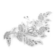 'Silver Leaves' Rhinestone and Crystal Bontanical Inspired Bridal Clip