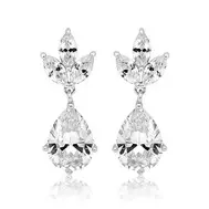 'Arielle' C Z Marquise Earrings with a Clear Crystal Drop