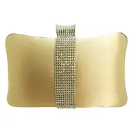 'Zaza' Crystal Stripe Satin Clutch