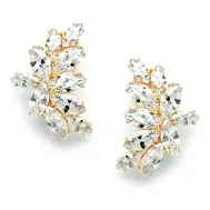'Samantha' Shimmering Gold Cubic Zirconia Marquis Cluster Earrings