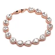 'April' CZ Framed Pears Bracelet set in Rose Gold