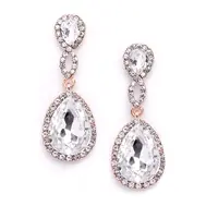 'Taylor' Crystal Teardrop Rose Gold Earrings with Braided Top