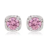 'Charlie' Pink Crystal Halo studs