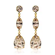 'Titi' Light Silk Crystal Drop Earrings in Gold by Ronza George