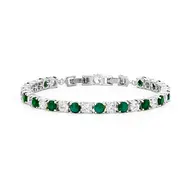 'Emerald' Green and Clear Crystal Tennis Bracelet