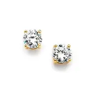 'Madison' 8mm Round Cubic Zirconia Gold Stud Earrings