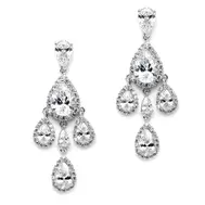 'Tori' Petite Clip On CZ Chandelier Earrings with Teardrops