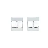 'Duo' Silver Cufflinks In Clear Crystal