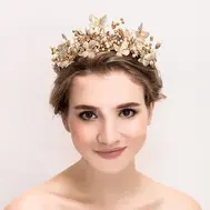 'Golden Garden' A Statement Bridal Tiara in Gold with Rhinestone and Pearl