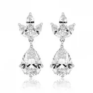 'Arielle' C Z Marquis Clip On Earrings with a Clear Crystal Drop