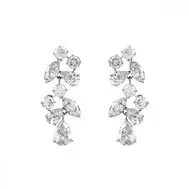 'Eternity II' Cubic Zirconia Cluster Clip On Earrings