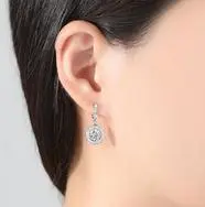'Livinia' Solitaire and Pave round drop earring