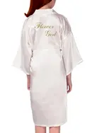 Satin Robe with Gold sparkling 'Flower Girl'  