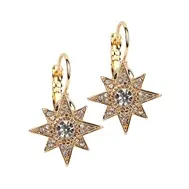 'Celestial Star' euro wire drop gold earrings - Last Pair!