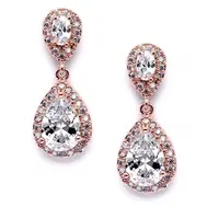 'Scarlette II' Lustrous Cubic Zirconia Teardrop Wedding Earrings