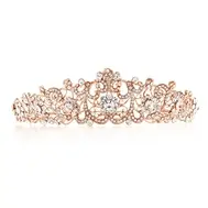 'Graceful' Rose Gold Scrolls Crystal Bridal Tiara