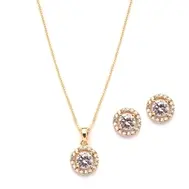 'Belinda' Gold Earrings & Pendant Set 