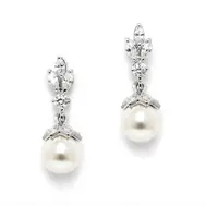 'Marquis' Pearl & Cubic Zirconia Drop Bridal Earrings