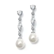 'Ella' Long Cubic Zirconia & Pearl Earrings