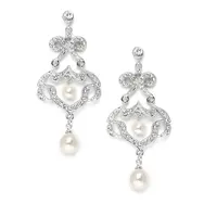 Delicate Cubic Zirconia Chandelier Bridal  Earrings