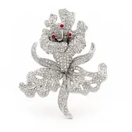 'Mille Fleurs' Ruby Lily Brooch