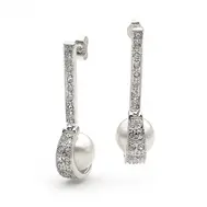 'Legacy' Long Pearl & Crystal Event Earrings