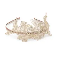 Vintage Inspired Champagne Lace & Pearl Headband