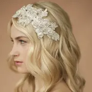 'Juliette' Sequin and Rhinestone Bridal / Debutante Headband - Ivory